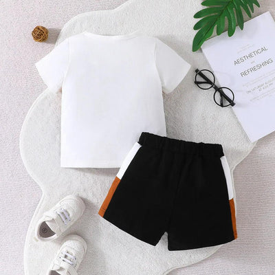 Infant Clothing Set For Kid Boy 6-36 Months KING Stripe Short Sleeve tshirt and Shorts Summer Outfit Ootd For Newborn Baby - MAGUSTA BEAUTY