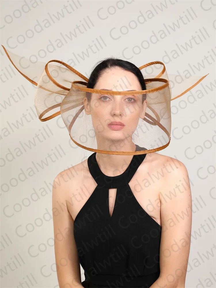 White Net Wedding Fascinator Elegant Hat Women Kentucky Derby Race Headpiece Fashion Party Mesh Chapeau Cap For Ladies Event