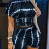 2022 Summer Women's Casual Fashionraglan Sleeve Tie Dye Top + Pants Two Piece Camo Pants Leopard Print Tow Piece Set Ladies Suit