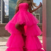 Women Tiered Short Skirts Fluffy Tulle Multi-layer High-Low Petticoat A Line Elastic Waist Underskirt Carnival Party Tutu Skirts