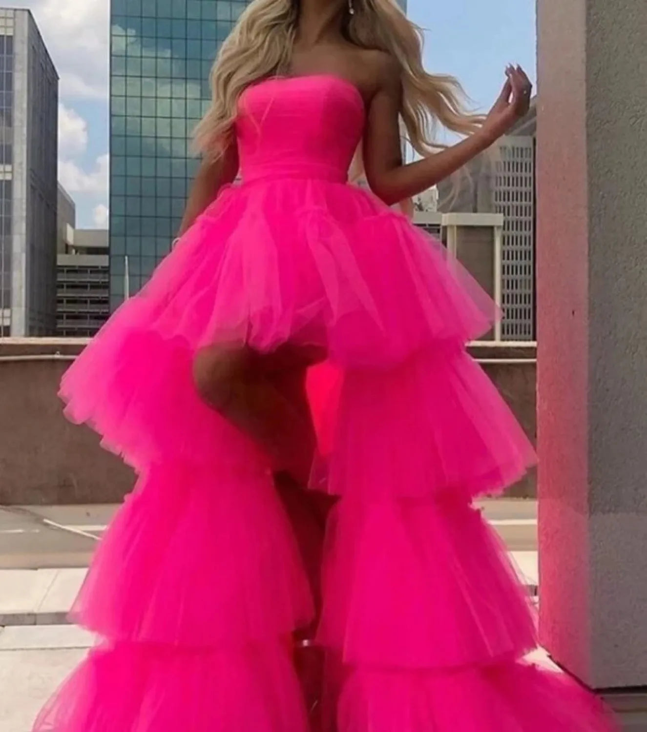 Women Tiered Short Skirts Fluffy Tulle Multi-layer High-Low Petticoat A Line Elastic Waist Underskirt Carnival Party Tutu Skirts
