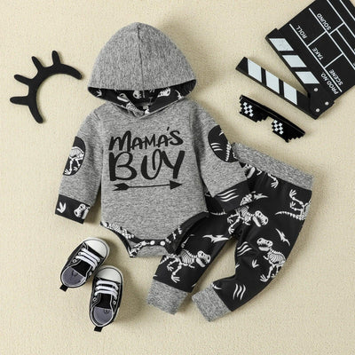 Children Autumn Baby Boy Suit Cartoon Dinosaur Printed Long Sleeve Trousers Pants Hoodie Two-piece Set - MAGUSTA BEAUTY