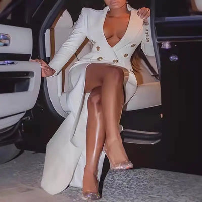 Elegant African Dresses for Women Spring Fashion Long Sleeve V-neck Office Lady Party Evening Maxi Dress Gowns Africa Clothing