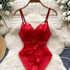 SINGREINY Women Corset Slim Sexy Bodysuits Sleeveless Gauze Short Playsuits Fashion Open crotch Underwear Camis Solid Rompers