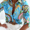 Elegant Women Blouse 2023 Spring and Autumn Temperament Top Long Sleeve Stripe Print Office Slim Fit Pocket Shirt