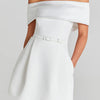 Women Belt Patchwork Short Sleeve Mini Dress, Spring Summer Fashion Slash Neck Party Dress, Solid Off The Shoulder Ladies Dress