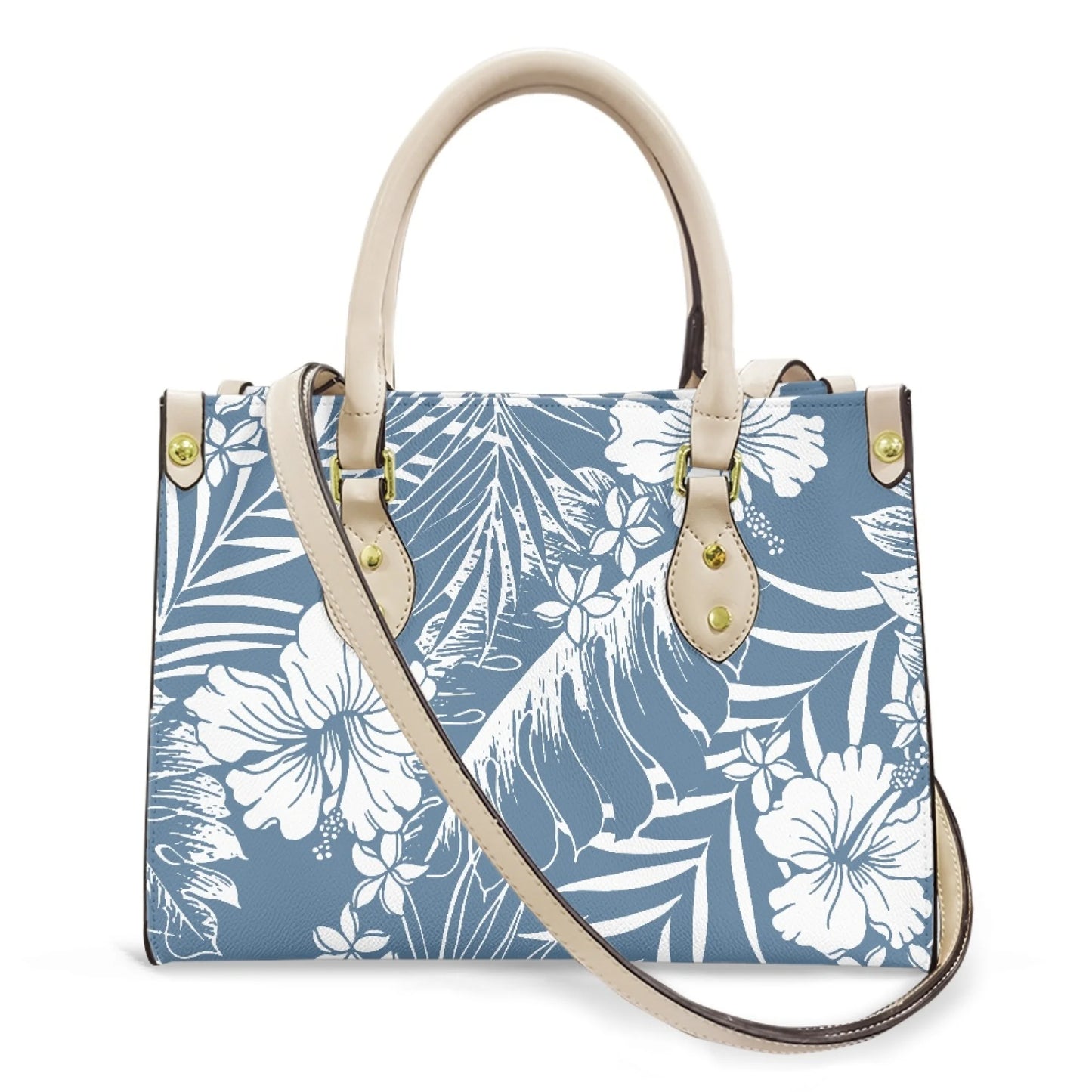 Women Pu Handbag Custom Wholesale Polynesian Tribal Floral Design Women Shoulder Bag Large Capacity Travel Temperament Women Bag