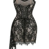 XIAOTANG Elegant Lace Strapless Sexy Mini Dress for Women Fashion Off-shoulder Irregular Ruched Bodycon Night Club Party Dress