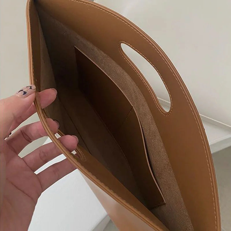 Women's Handbag New Large-capacity File Bag Fashionable Versatile Commuter Bag Leather Briefcase Envelope Clutch Bag