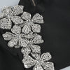 Sexy Long Sleeves Bandage 2-Piece Sets Women Turtleneck Shiny Diamonds Flower Top + Bodycon Mini  Skirts Suits Evening Party Set