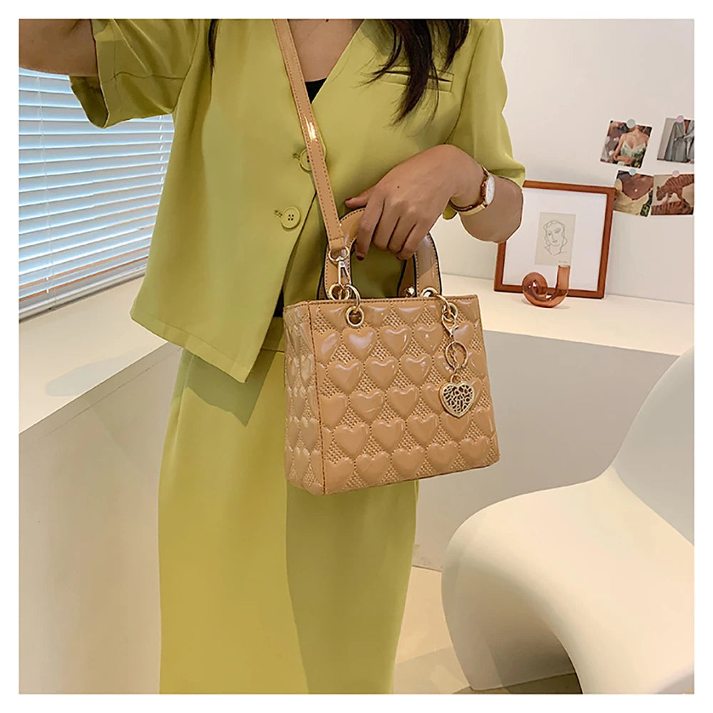Red Love Patent Leather Bright Surface Handbag High-end Design Sense Wedding Bag Women's New Fashion All-matching Crossbody Bag
