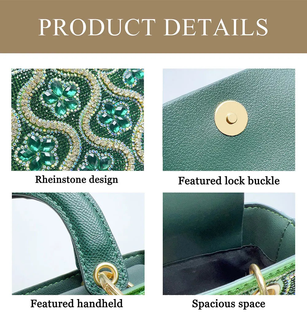 Luxury Women's Evening Bag Handmade Shiny Diamond Decoration Fashion Crossbody Shoulder Bags Women Handbags for Wedding Party