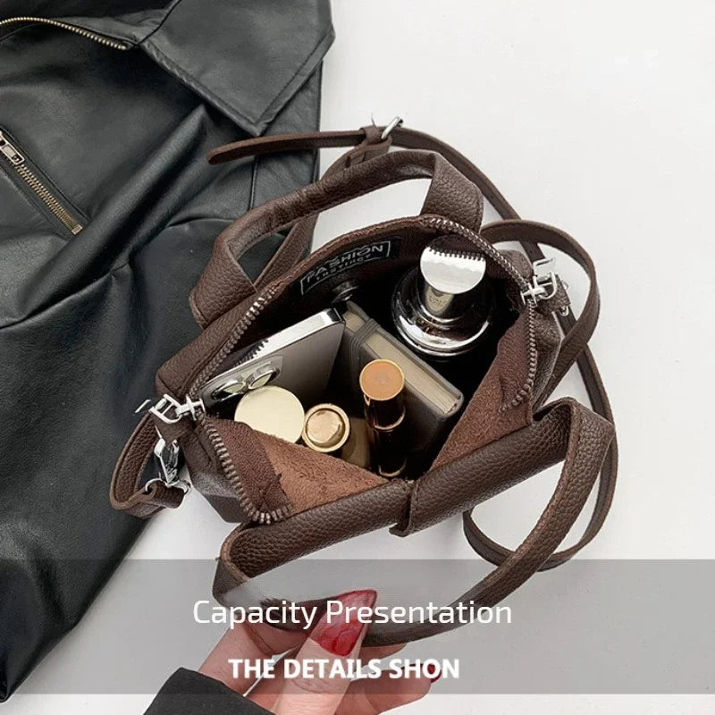 PU Square Compact Shoulder and Crossbody Bags Zipper Unique Design High Quality Hand Bags for Women 2025 Designer Style Bolso