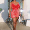 Znaiml Sexy Feathers Rhinestones Backless Diamond Sheer Mesh Bodycon Dresses for Woman Rave Club Birthday Party Night Vestidos
