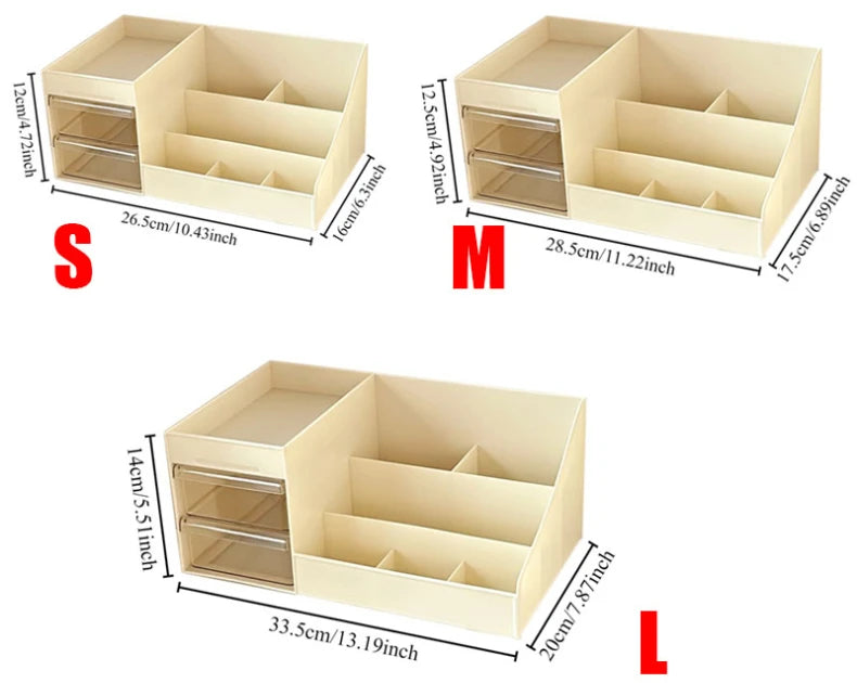 1PC Transparent Drawer Style Makeup Box Dormitory Organizer Plastic Cosmetics Skincare Dressing Table Desktop Storage Box S/M/L