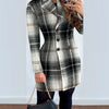 Jackets for Women Autumn Fashion Plaid Print Double breasted Elegant Polo Collar Long Sleeve Medium Length Blazer Coat