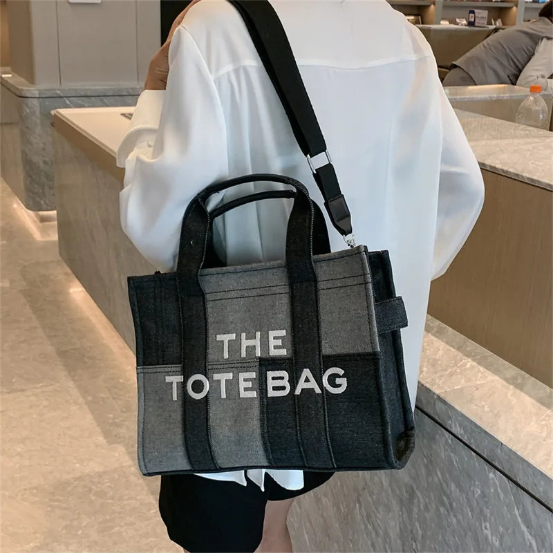New Fashion Women's Tote Bag Trend Brand Denim Embroidery Crossbody Bag Classic Elegant Shoulder Bag Designer Luxury Handbag