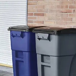 Commercial Products BRUTE Rollout Trash/Garbage CanBin with Wheels 50GAL Blu  for Restaurants Hospitals Offices Back of Hous