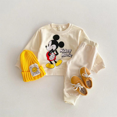 Fashion Brand Children's Tracksuit Printed Mickey Mouse Baby Clothes Girl Boy Long Sleeved Suit Sweatshirt + Sweatpants 2pc/set - MAGUSTA BEAUTY