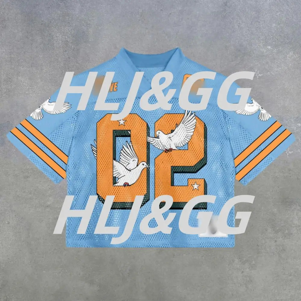 HLJ&GG Spring Summer New Letter Print Mesh Loose Basketaball Tshirts Women V Neck Short Sleeve Tops Fashion Pullover Streetwear