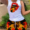 2022 Summer Women's Casual Fashionraglan Sleeve Tie Dye Top + Pants Two Piece Camo Pants Leopard Print Tow Piece Set Ladies Suit