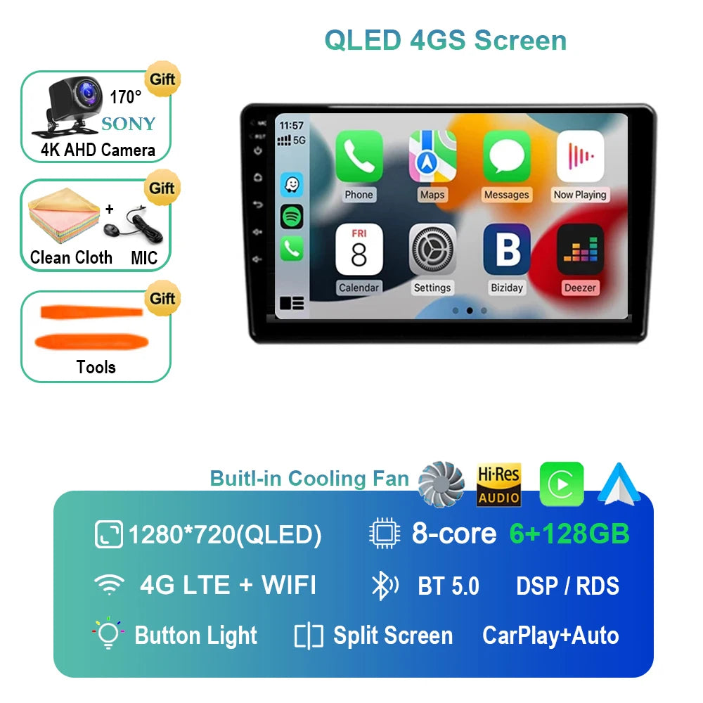 Android 14 For Audi A4 II 2 B6 III 3 B7 2000 - 2009 S4 2002 - 2008 RS4 2005 - 2009 Car Radio Multimedia Video Player Navigation