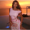 Chic Print Tassel Mini Dress Women Hollow Biased Collar Sheath High Stretch Pleated Beach Dresses 2025 Summer Bodycon Vestidos