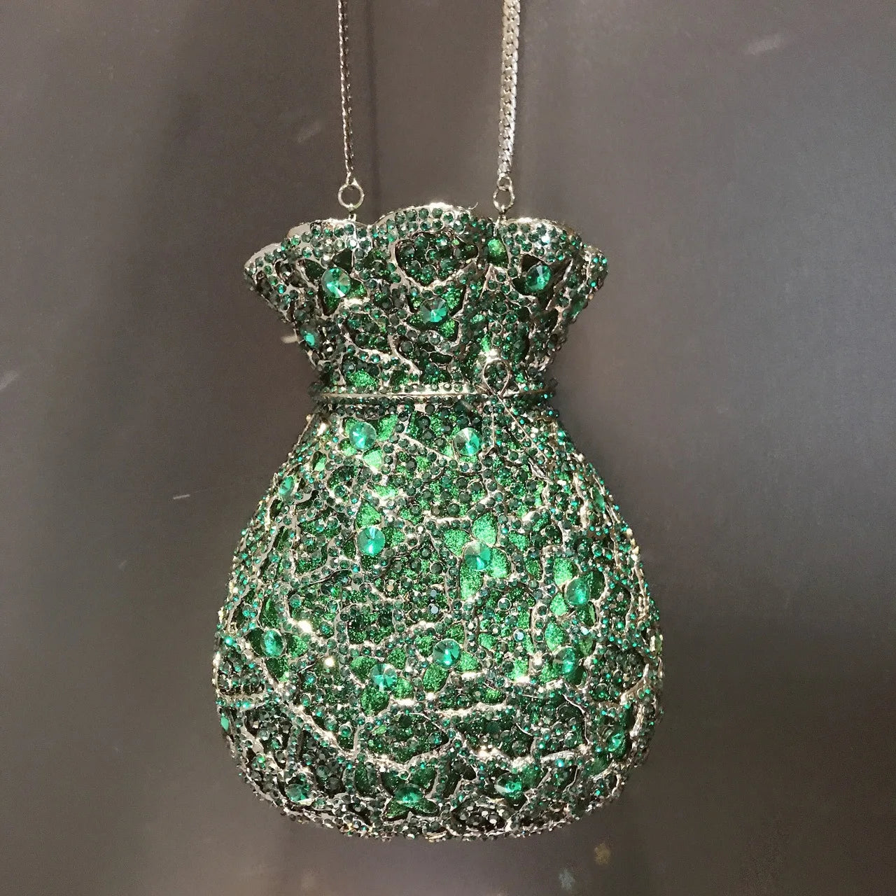 Newest Flower Vase Rhinestone Evening Bags Women Crystal Handbags Metal Chain Elegant Party Bags Luxury Designer Clutch Purse