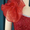 AOMEI Women Party Dress Off Shoulder One Sleeve Tiered Ruffle Slit Long Burgundy Lace Christmas Birthday Elegant Prom Event Gown