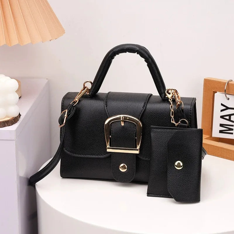 Flip Top Buckle Design Handbag Shoulder Bag with Adjustable Strap, Stylish Crossbody Purse for Women Tote Bag with Mini Pouch