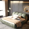 Upholstered Platform Bed Frame King Size, Cloud Bed With Oversized Headboard, Soft Frame Bedframe For Bedroom (Green, King