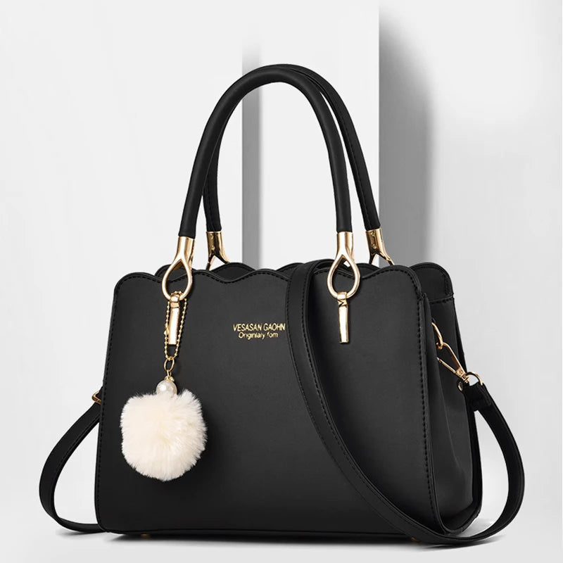 New Fashion Middle Aged Mom Shoulder Crossbody Bag Large Capacity Women's Handbag with Pendant