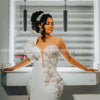 Nigeria Mermaid Wedding Dresses for Bride Sheer Neck Long Sleeve Side Split Ruffles Africa Wedding Reception Gowns Customized