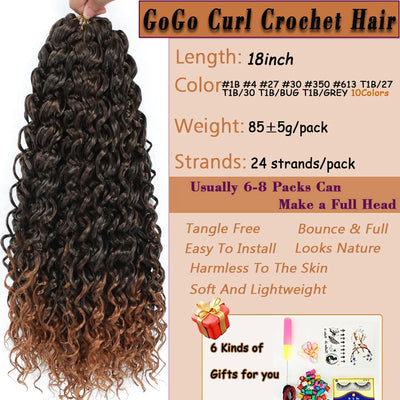 Beach Curl Crochet Hair Gogo Curl Crochet Hair 18 Inch Ombre Brown Blonde Bug Ginger T30 Synthetic Deep Wave Twist Crochet Braid