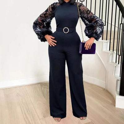 Mesh Jumpsuit Women White Overalls Party Lace Rompers New In Bodysuit One Piece Long Sleeve Summer Long Pants Y2k Spring Work