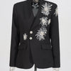CHICEVER Solid Spliced Beading Slimming Blazer for Women Notched Collar Long Sleeve Patchwork Button Formal Coat Female Fashion