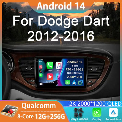 Car Radio Android 14 For Dodge Dart 2012 - 2016 GPS Carplay Multimedia Player DSP BT 2din Head Unit Audio Navigation Stereo Auto