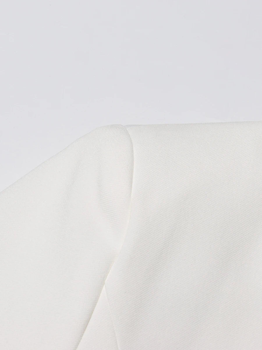 CHICEVER Solid Spliced Beading Slimming Blazer for Women Notched Collar Long Sleeve Patchwork Button Formal Coat Female Fashion