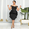 CM.YAYA Women Zipper Side Ruffles Off Shoulder Short Sleeve V-neck Bodycon Midi Dress 2023 Club Evening Sexy Party Dresses