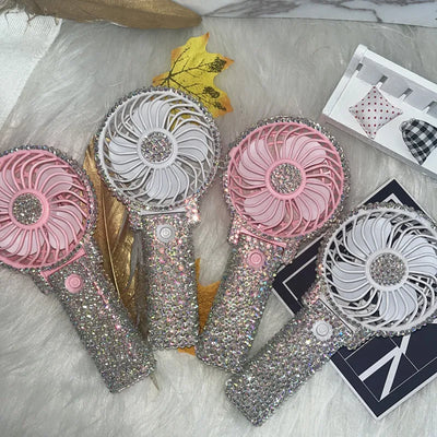 1pc AB/Clear Mixed Crystal Summer Hand Fan,Bling Sparkle Stunning Girls' Photography Party Accessoriess