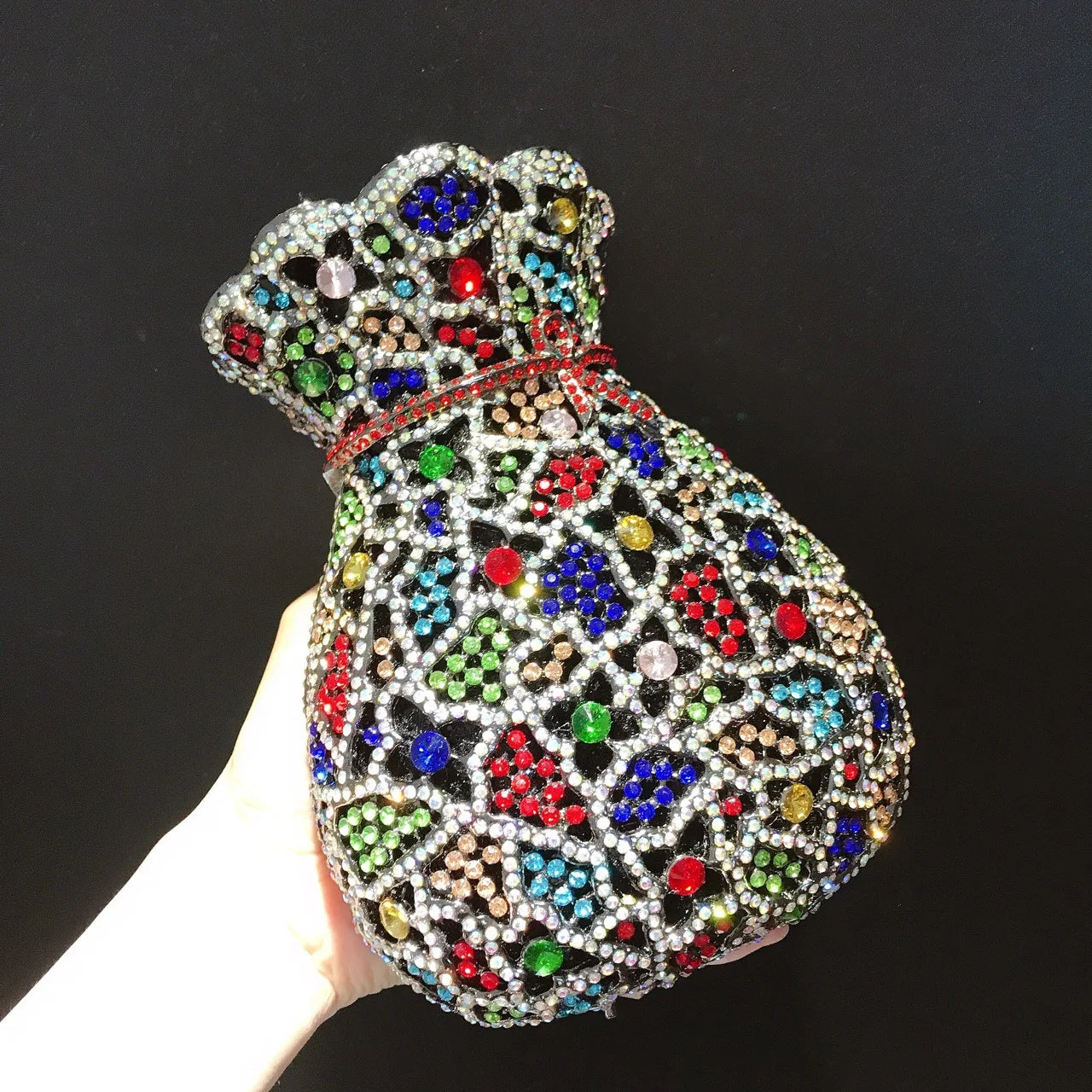 Newest Flower Vase Rhinestone Evening Bags Women Crystal Handbags Metal Chain Elegant Party Bags Luxury Designer Clutch Purse