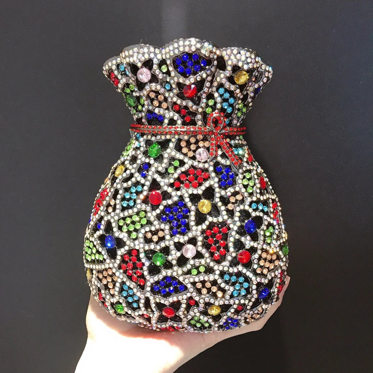 Newest Flower Vase Rhinestone Evening Bags Women Crystal Handbags Metal Chain Elegant Party Bags Luxury Designer Clutch Purse