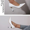 Shoes Woman 2024 Trend New Summer Red Heels Elegant Woman Black Heeled Pointed Toe Pumps Dress Leather White Ladies Shoe