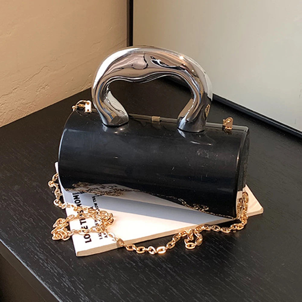 Women Mini Evening Bag Metal Handles Wallet Shoulder Bag Solid Color Clutch Bag Large Capacity Everyday Shoulder Bag Daily Bag