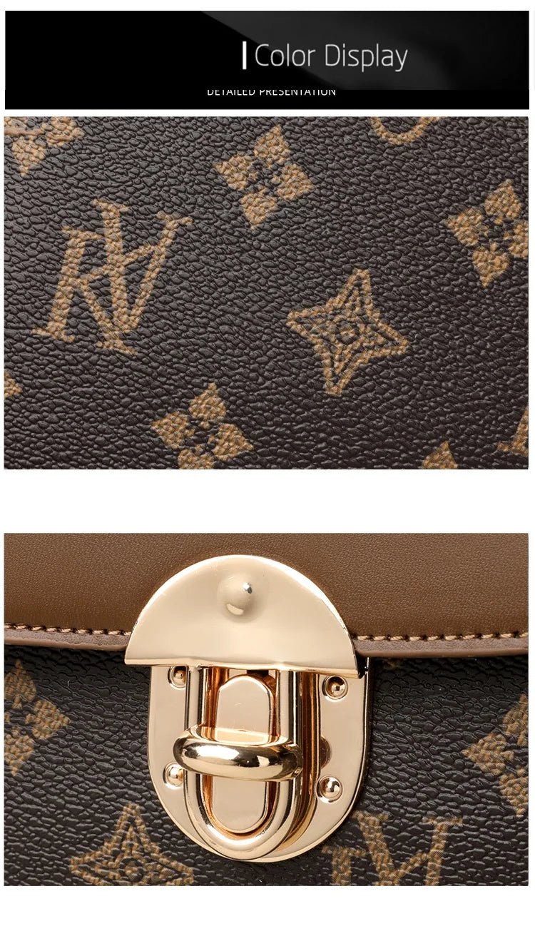 Bags for Women, Printed Fashionable Hand-Held Locks, Commuting Small Square Bag, Fashionable and Versatile Shoulder Crossbody Ba