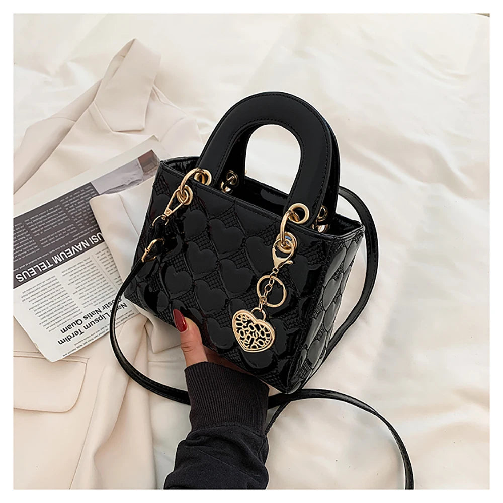 Red Love Patent Leather Bright Surface Handbag High-end Design Sense Wedding Bag Women's New Fashion All-matching Crossbody Bag