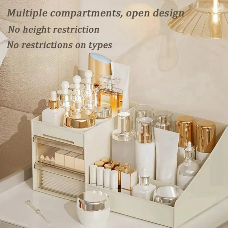 1PC Transparent Drawer Style Makeup Box Dormitory Organizer Plastic Cosmetics Skincare Dressing Table Desktop Storage Box S/M/L