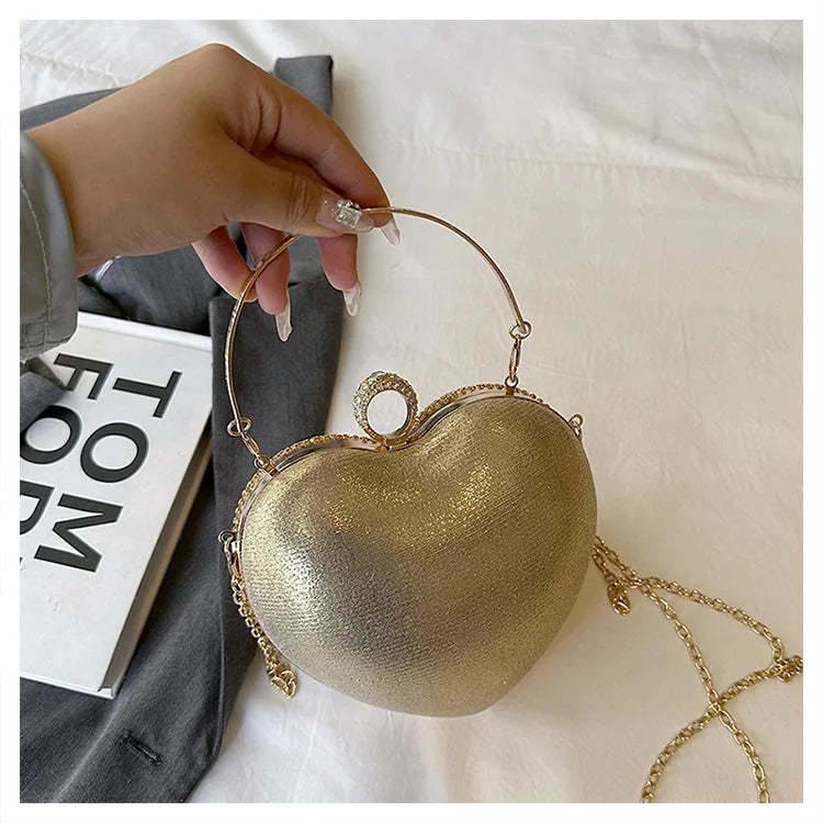 Rhinestone Evening Bag Heart Pattern Silver Handbag Womens Diamond Tassel Banquet Clutch And Purse Wedding Bridal Prom Wallets