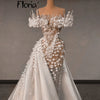3D Lace Wedding Dresses 2025 Off The Shoulder White Bridal Gowns With Detachable Train Appliques Wedding Gown Customized