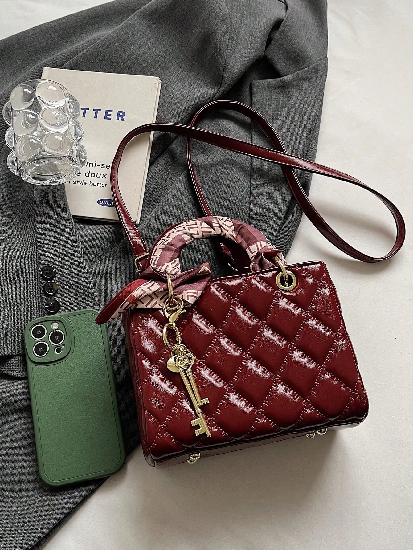 Small And Niche High-End Lurxury Handbag For Women 2024 Fashionable New Diamond Grid Handbag, Single Shoulder Crossbody Bag